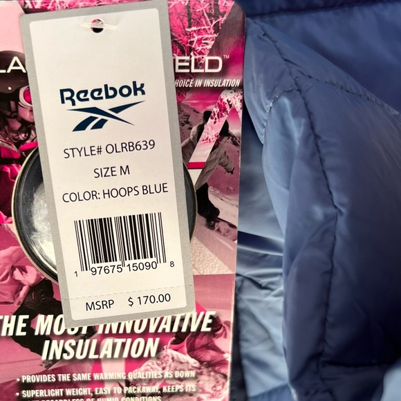 Reebok Women’s Long Length Quilted Puffer Parka Coat Blue - Picture 6 of 10